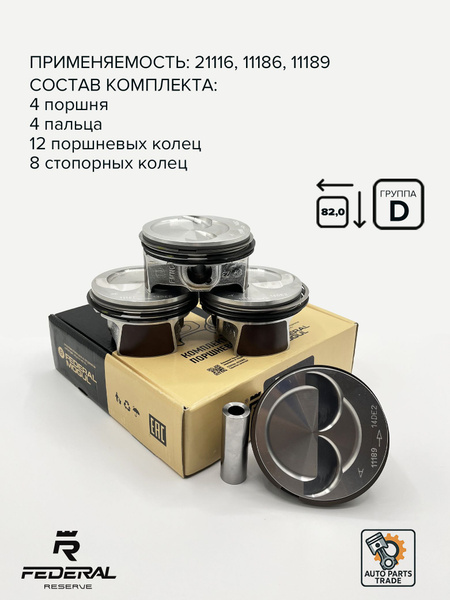Поршни 21116 82,0 A (+ палец, кольца) Federal Reserve