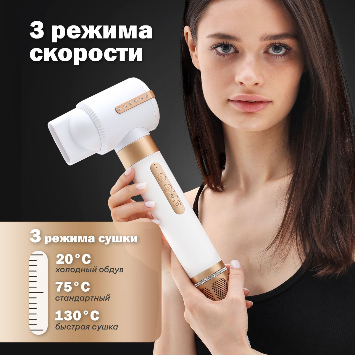 Фен для волос 101/ 1400 Вт, скоростей 3, кол-во насадок 7, белый купить ...