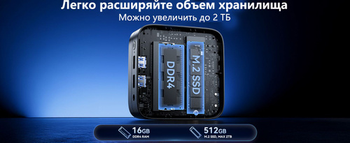 NIPOGI Мини-ПК E1 (Intel N97, RAM 16 ГБ, SSD 512 ГБ, Intel UHD