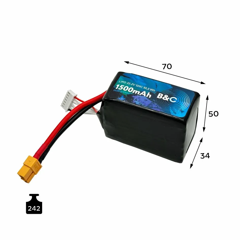 Lipo-аккумулятор B&C 6S 22.2V 1500mAh 120C XT60 Lipo-аккумулятор B&C 6S 22.2V 1500mAh 120C XT60