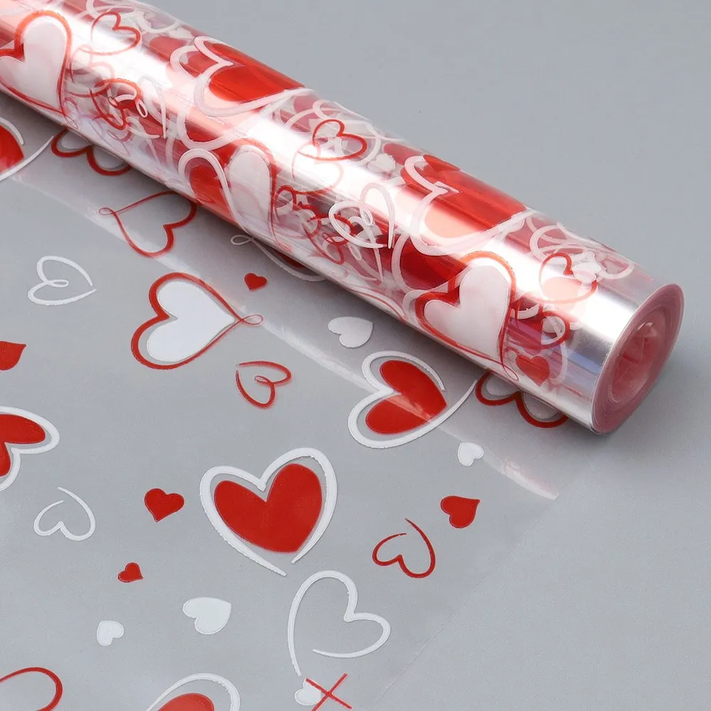 Пленка упаковочная для цветов и подарков Сердечки, 70 см*7,7 м, 40 мкр, 200 г, Айрис, 7,7 м, 200 г, фото 3