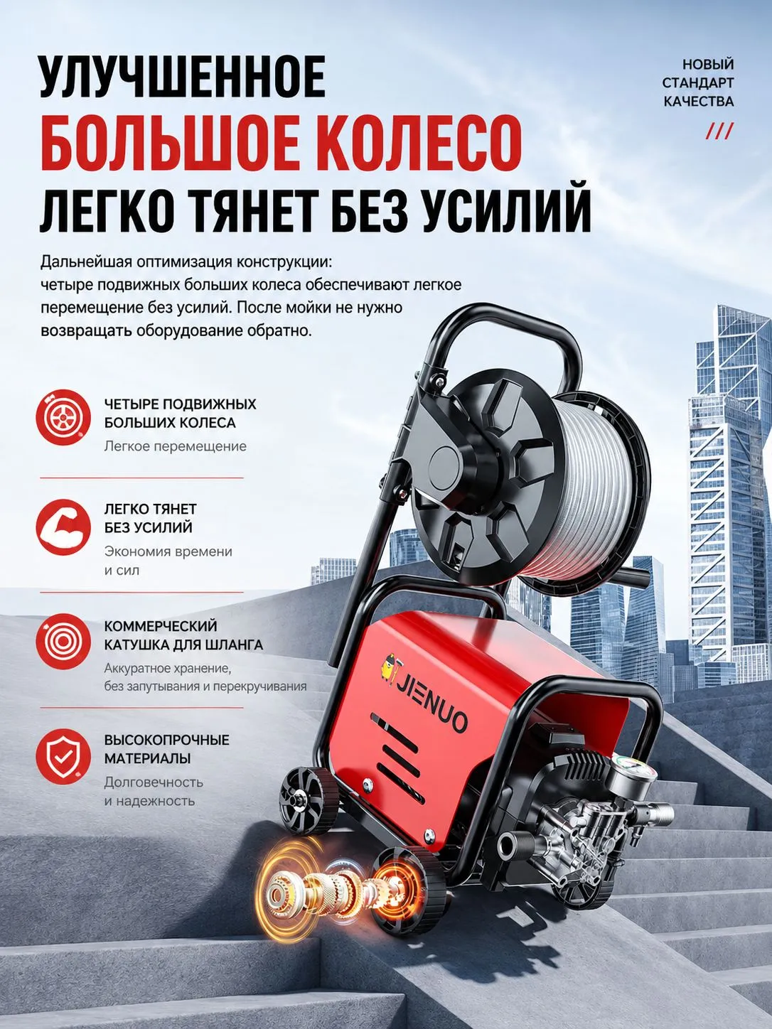 Мини-автомойка с высоким давлением,шланг длиной 20 м,3000 Вт,желтый/черный