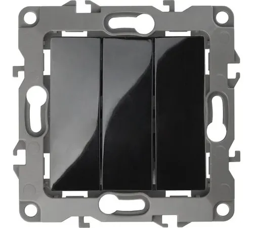 ЭРА 12-1107-06 Выключатель тройной, 10АХ-250В, IP20, 12, Чёрный