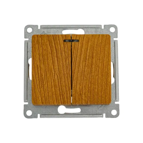 2-клавишный выключатель Systeme Electric GLOSSA с подсветкой, 10АХ, ДЕРЕВО ДУБ GSL000553