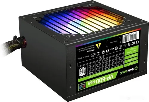 Блок питания GameMax VP-600-RGb, 600Вт, 80 PLUS Bronze, 120мм, черный