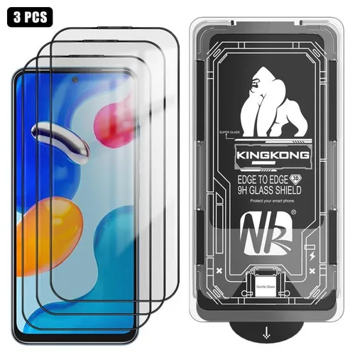 Для Redmi Note 11S 5G 3 шт. легко устанавливаемая коробка без пыли 3D с изогнутыми краями HD гальван