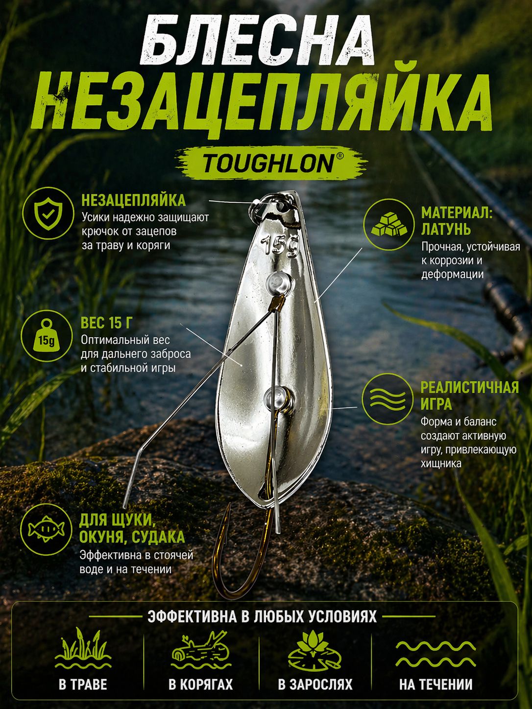 Блесна незацепляйка колебалка атом на щуку, жереха и судака