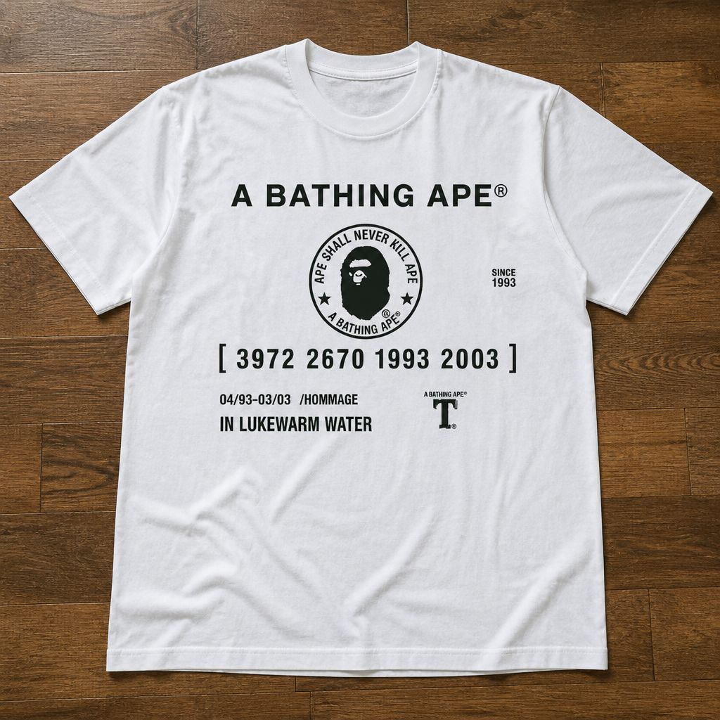 Футболка Bape VIP Card y2k archive flat_lay