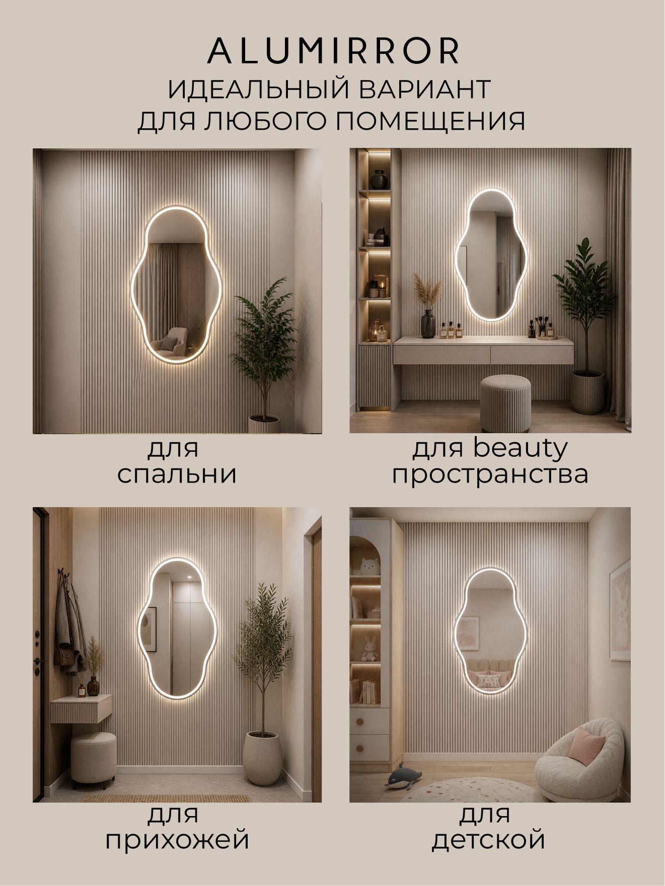 Зеркало настенное 90х53 см. нейтральный свет 4500К фигурное с фронтальной подсветкой М18 ALUMIRROR — фото 12