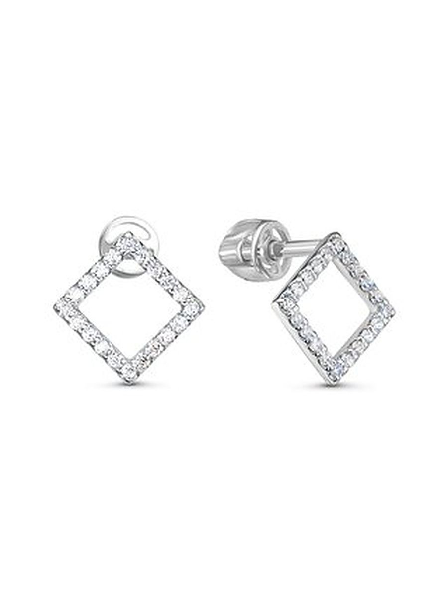 Серьги гвоздики из серебра 925 пробы с фианитом