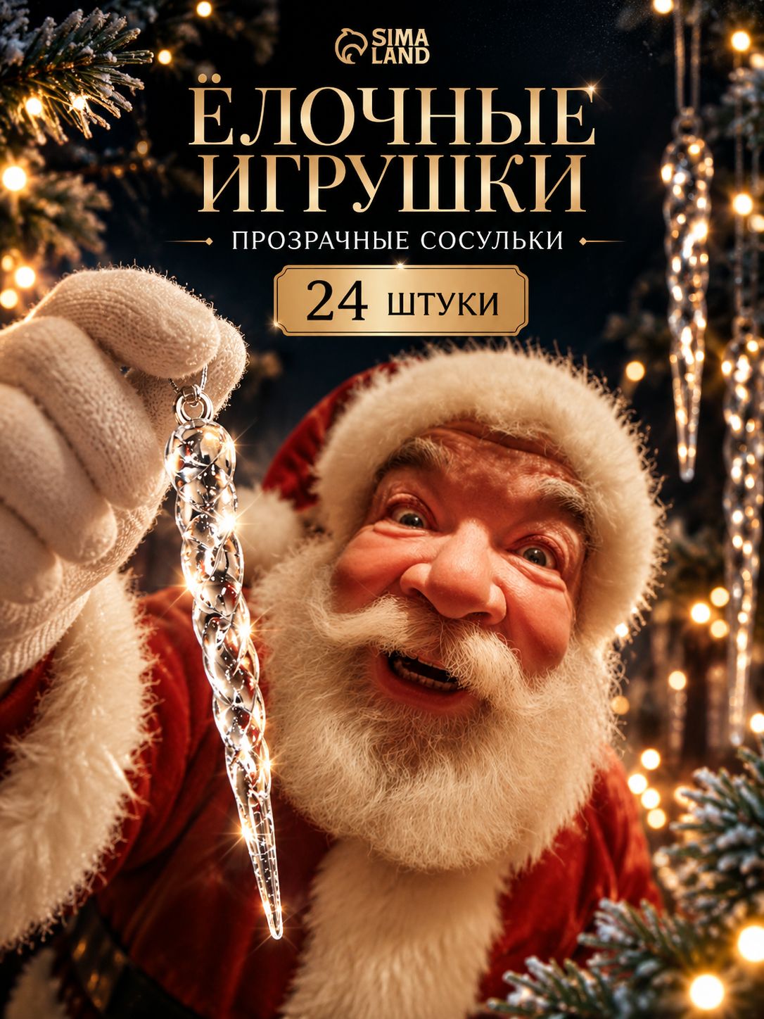 Елочные игрушки, сосульки прозрачные, 24 шт., 12 см, новогодние подвесные украшения