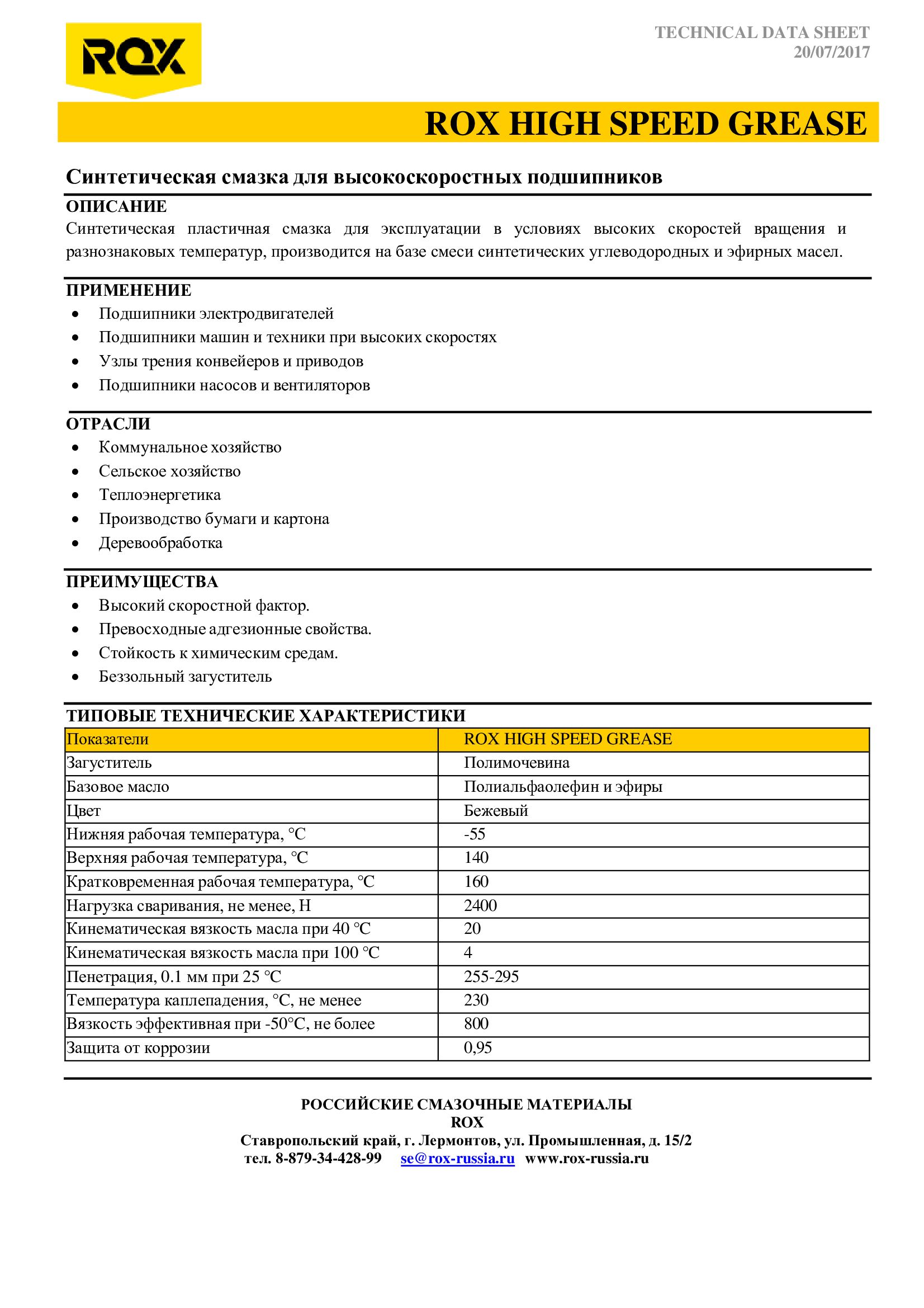 Смазка синтетическая эфирная для шпиндельных и высокоскоростных ...