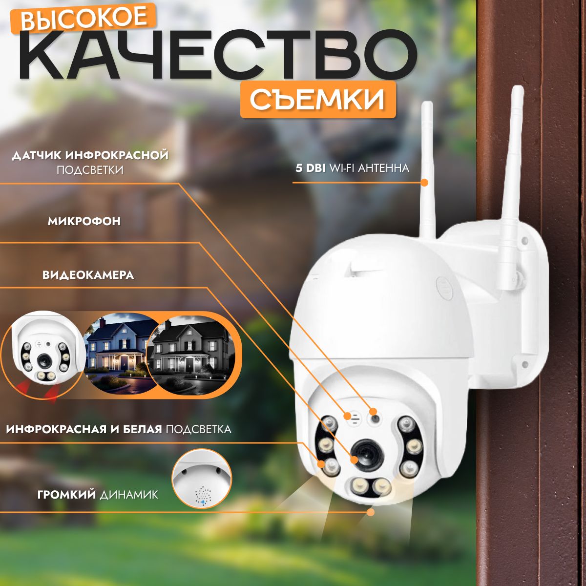 Камера видеонаблюдения Ай с точкой Ip Wifi 1920×1080 Full HD - купить по  низким ценам в интернет-магазине OZON (1438072548)