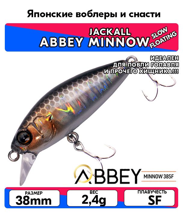 Leurre Flottant Jackall Abbey Minnow 38SF – Blanc Yamino, 38mm, 2.4g, Neuf