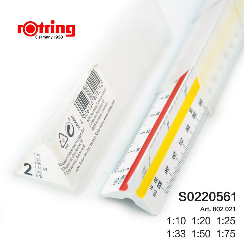 Rotring Ruler Long Треугольная масштабная линейка Rotring engineering drawing ruler 30 см ...