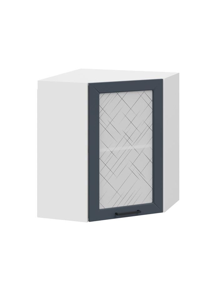 Кухонныймодульнавесной,угловойшкафСекторсдоводчиками,сполками,60х60х72см,Белый/Океаниясостеклом