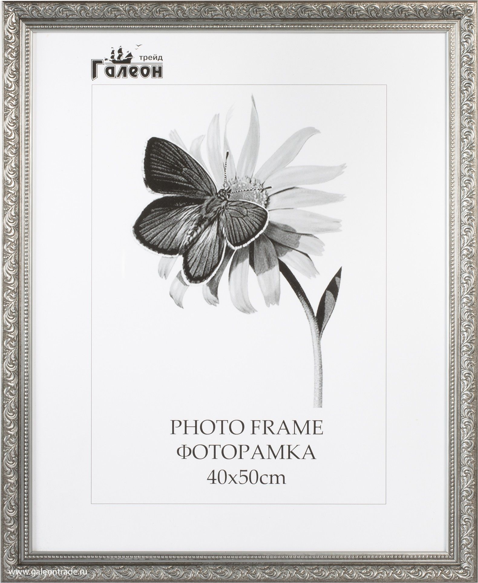 Фоторамка пластиковая 40 х 50 см, серебристая