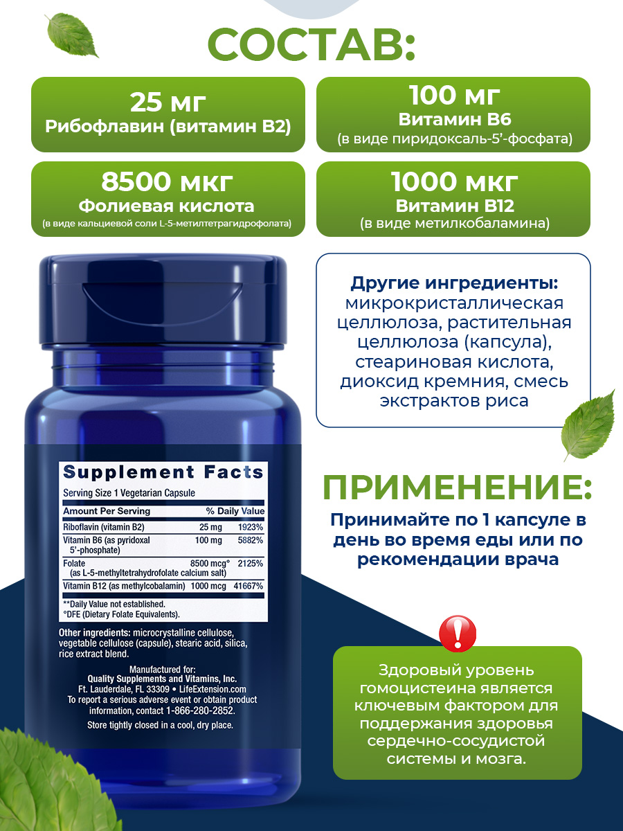 Life Extension, Homocysteine Resist, 60 vegetarian capsules
