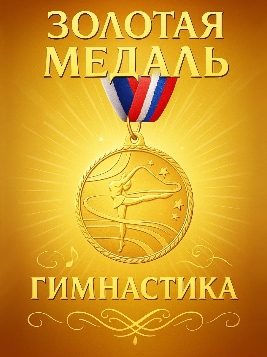 Медаль спортивная, 1 место, "Гимнастика"