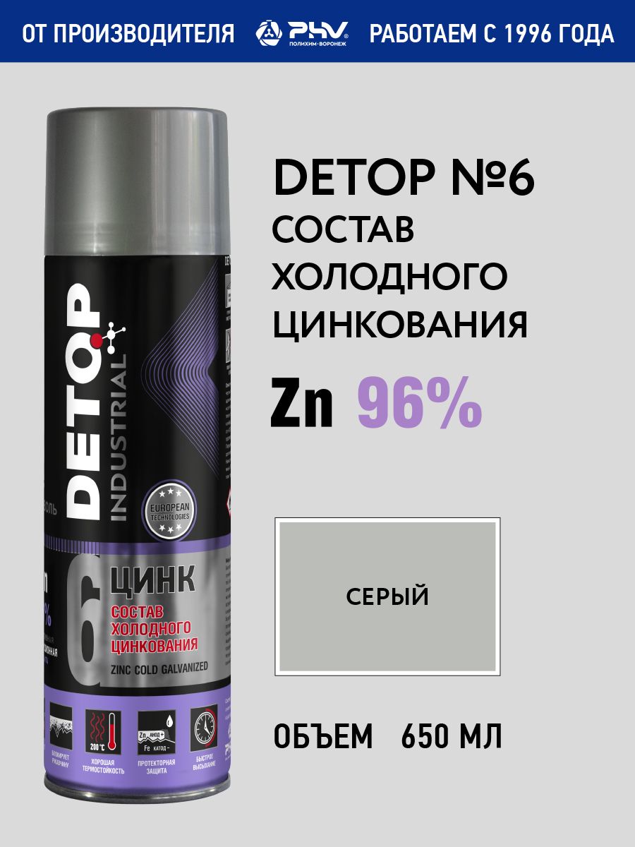 DETOP 汽车底漆, 650 毫升, 1 个, 银色
