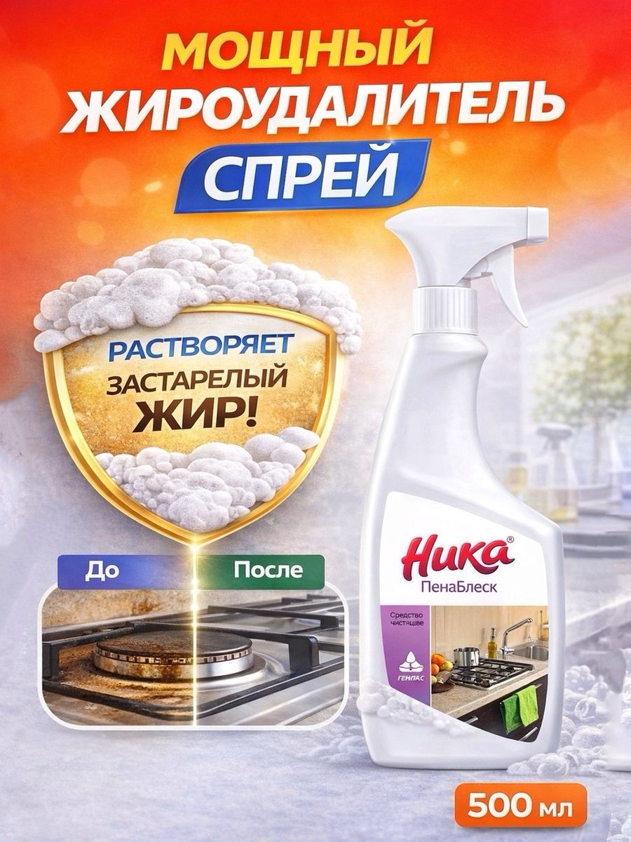 ЖироудалительспрейНИКА"Ника-Пенаблеск",0.5кг