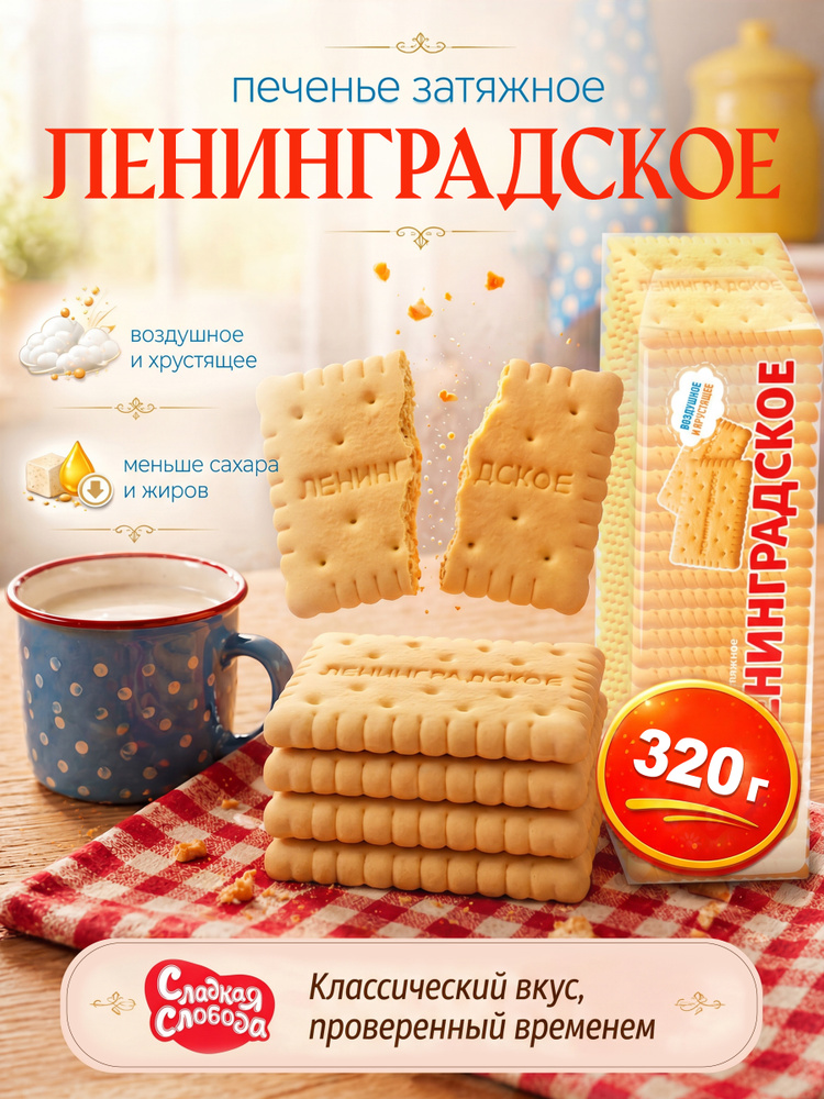 Печенье затяжное Ленинградское 320гр / Сладкая слобода #1