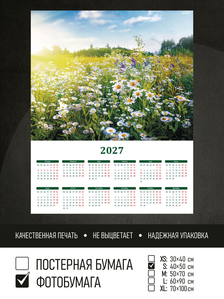 Календарь 2027 Полевые цветы, фотобумага 40х50 см ПолиЦентр #1