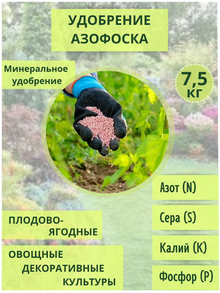 Азофоска 7.5 кг удобрение для кустарников, деревьев , цветочных культур  #1