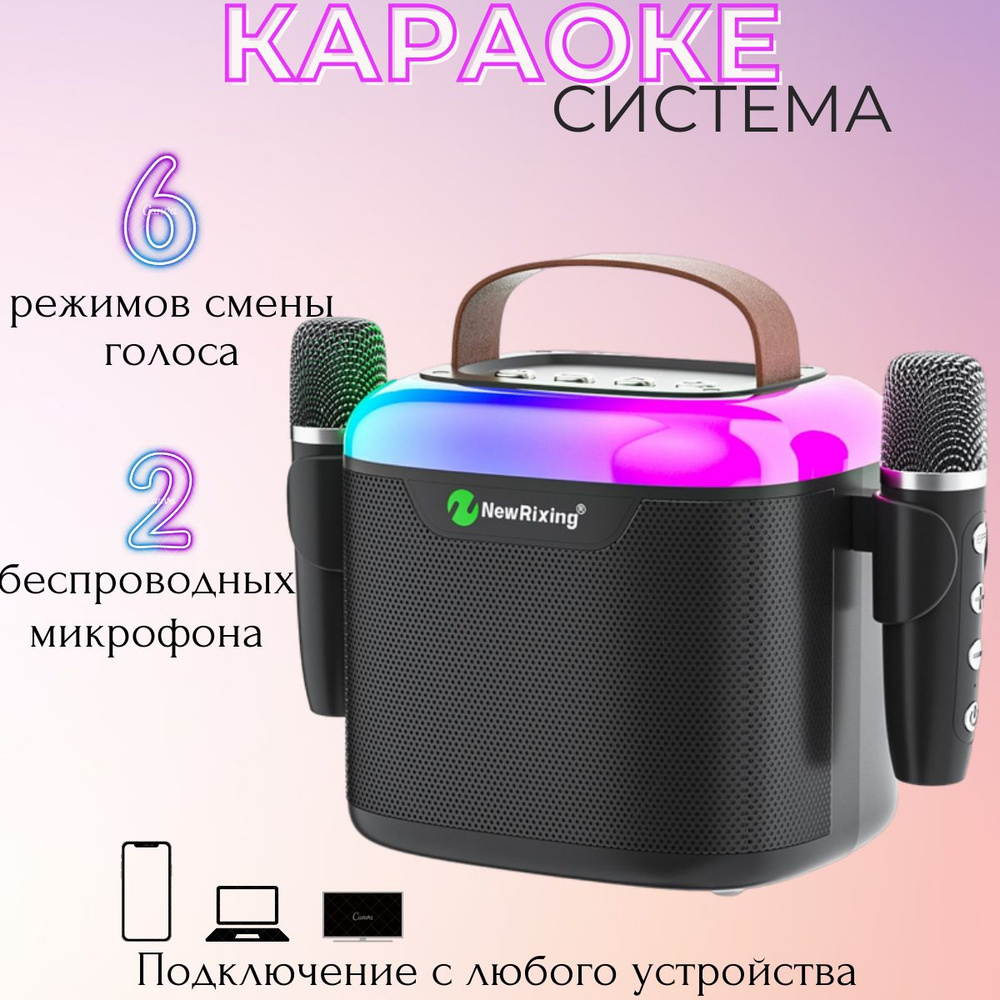 Беспроводная караоке система для дома с двумя беспроводными микрофонами ...