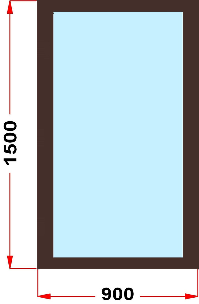 Окно из профиля Grunder 60 мм (1500 x 900), не открывающееся, стеклопакет 2 стекла, темно-коричневое #1