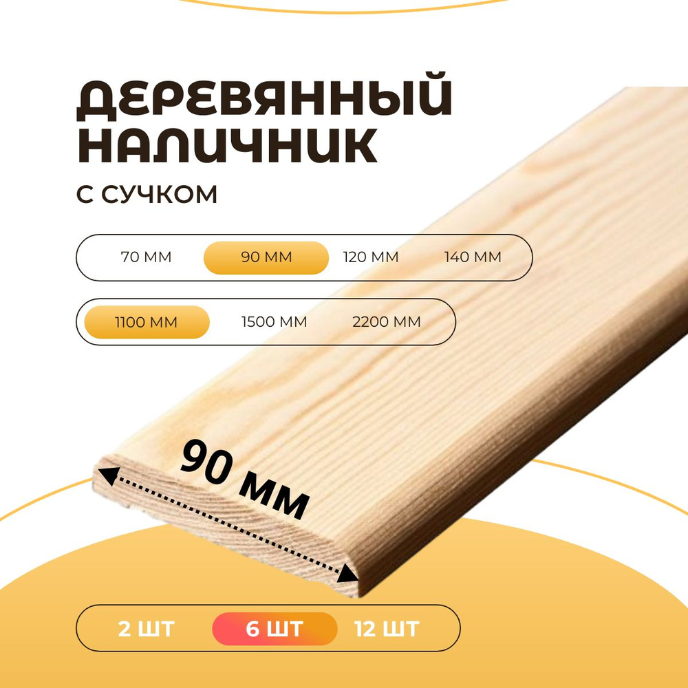 Наличник цельный с сучками 90*1100 мм (6 шт) - купить с доставкой по ...