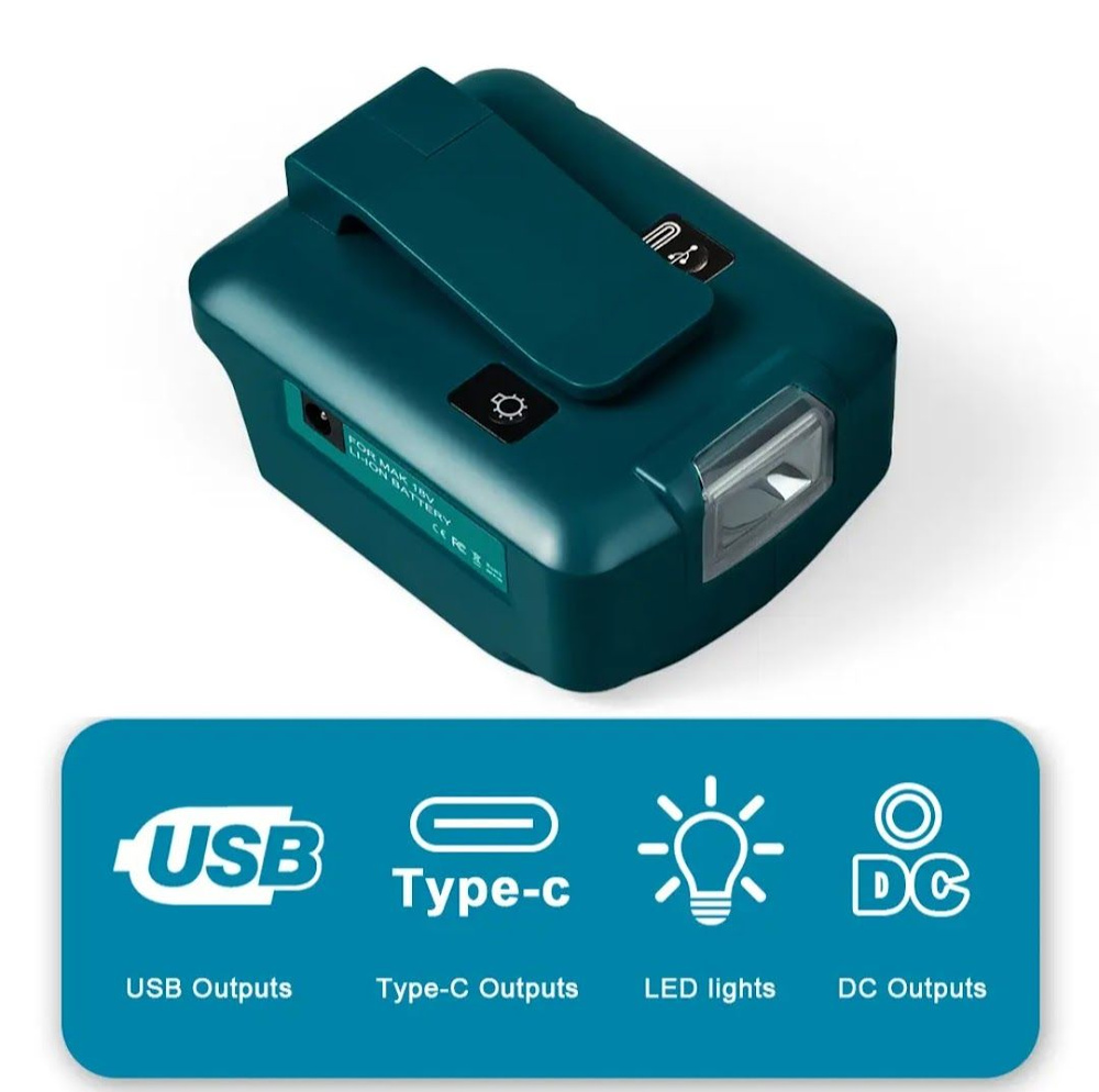 Беспроводной фонарик. Фонарь USB, Type-C подходит для аккумуляторов Makita 14,4В / 18V  #1