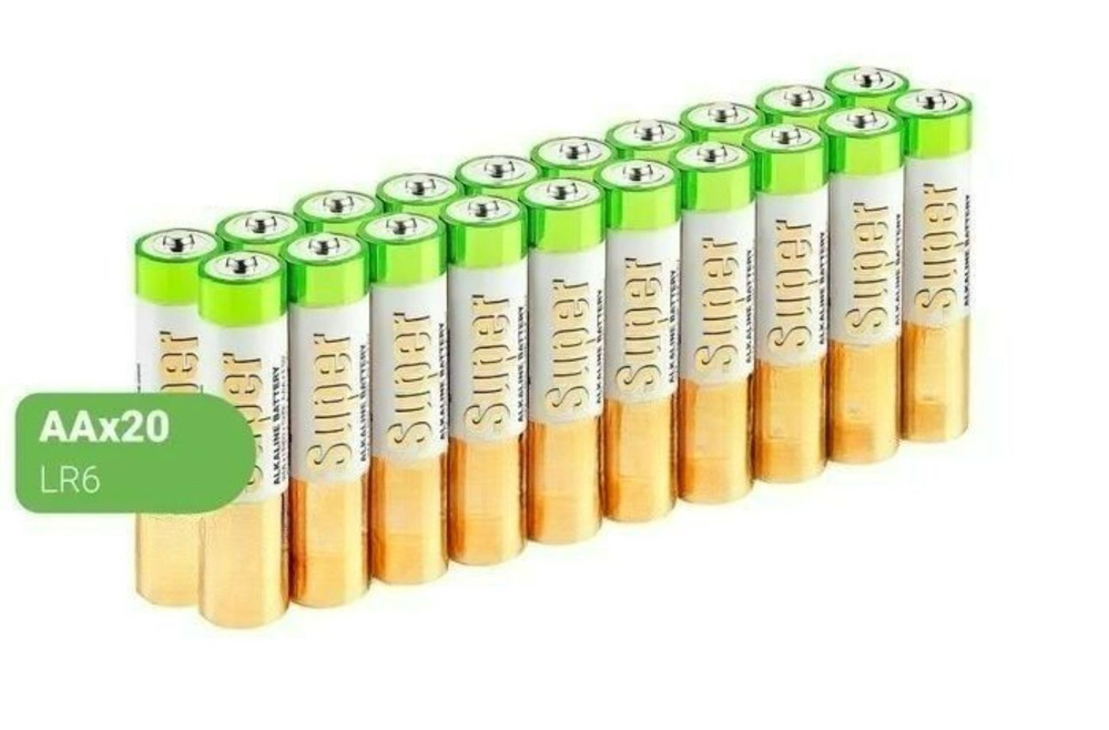 Батарейки щелочные (алкалиновые) , тип AA, 1.5V, 20 шт (Пальчиковые ...