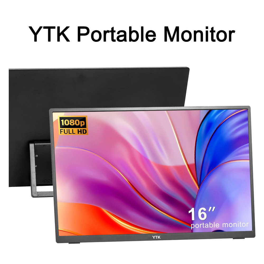 Монитор YTK 16A,Портативный монитор,IPS 1920*1080,second monitor,монитор  игровой,мониторы для компьютера,2 16