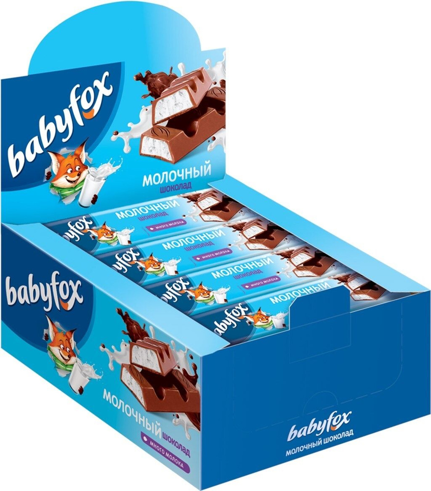 Шоколадный батончик с молочной начинкой BabyFox 30 шт по 45гр  #1