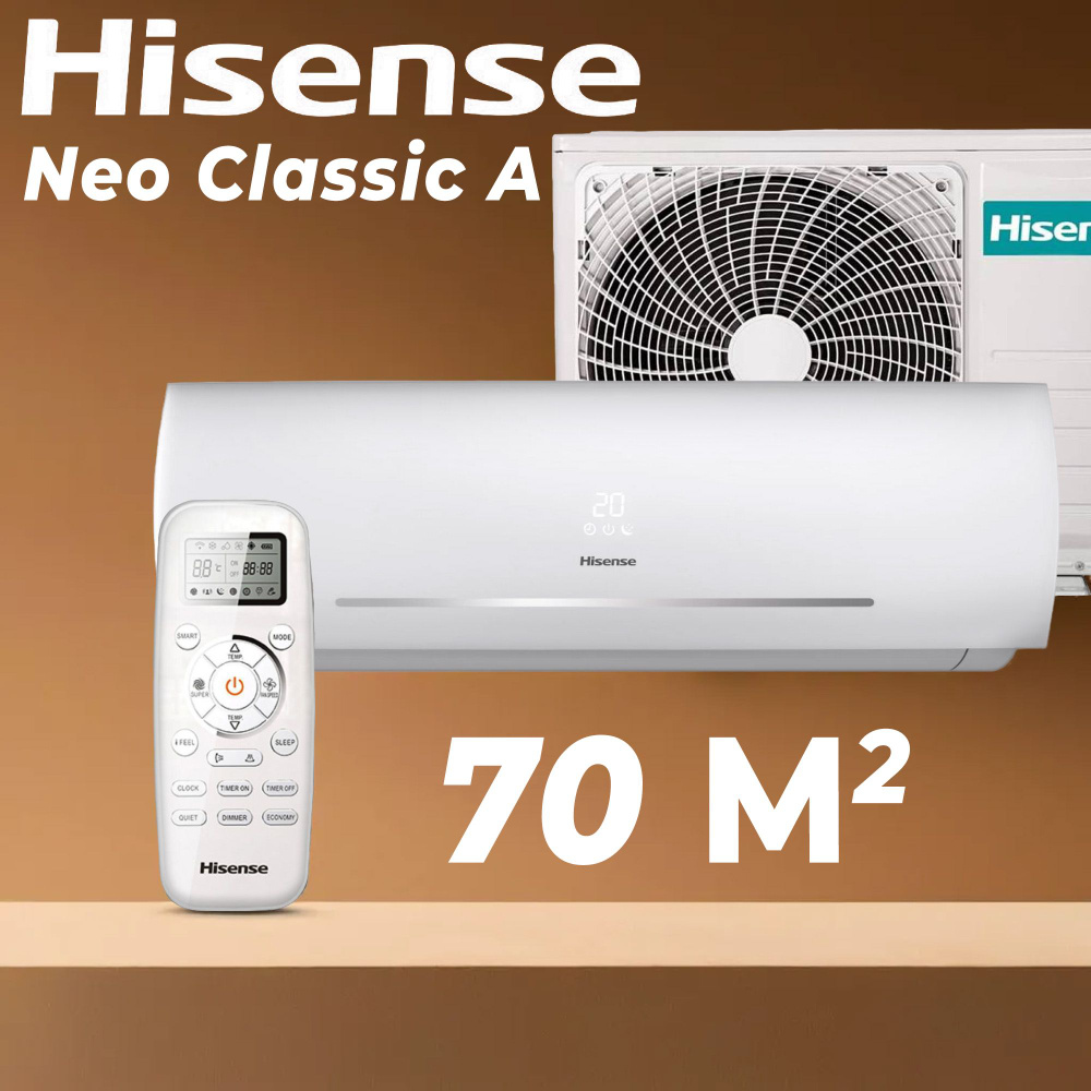 Кондиционер / Сплит-система на 70 кв. м., Hisense NEO Classic A R32,  AS-24HR4RBADC00G / AS-24HR4RBADC00W