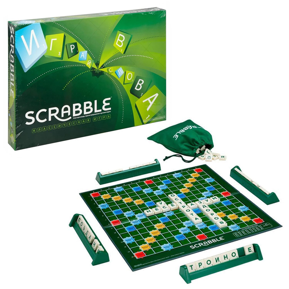 Игра настольная Mattel - Скрэббл (Scrabble) - Игра-кроссворд, на 2-4 человек,  серия Mattel Games, возраст 10+, Y9618 - купить с доставкой по выгодным  ценам в интернет-магазине OZON (1492516936)