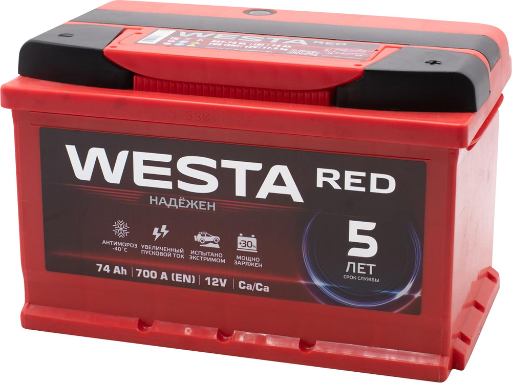 Батарея аккумулятрная WESTA RED 6ст-74 прямая полярность #1
