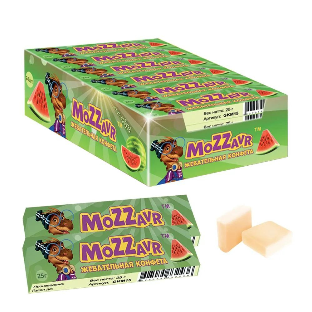 Жевательная конфета Mozzavr со вкусом арбуза 14 шт по 25 гр #1