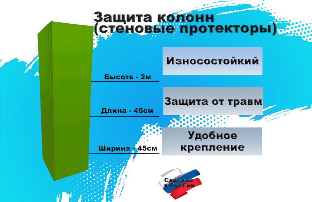 Защита колонн (стеновой протектор), высота 200см, ширина 45см SportPanda  #1