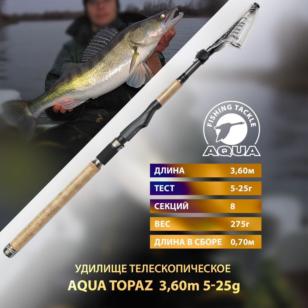 Удилище телескопическое AQUA Topaz 3.6m 5-25g #1