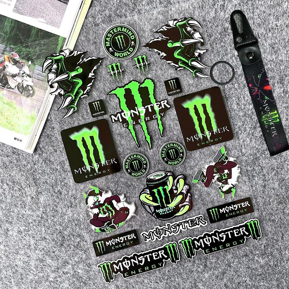 Светоотражающие наклейки для мотоциклов, наклейки monster energy, водонепроницаемое украшение шлема, #1