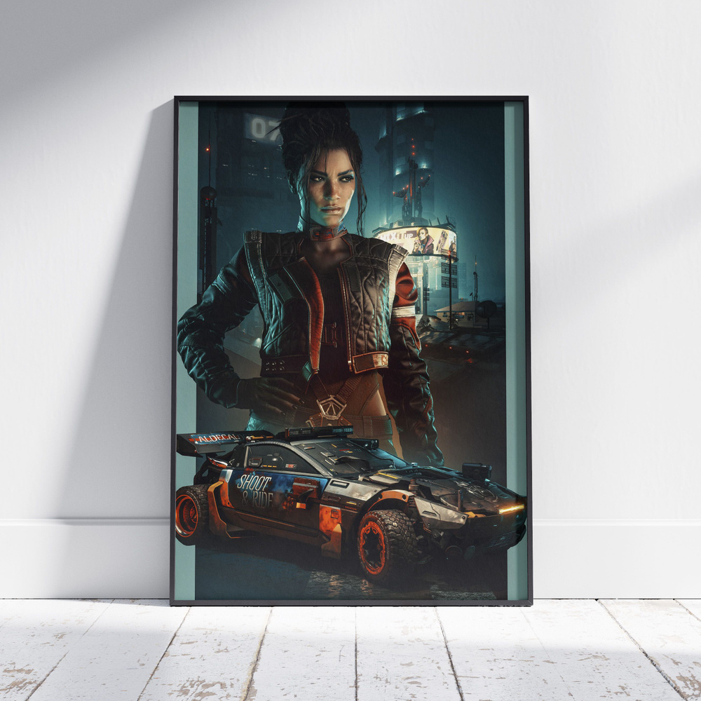 Плакат на стену для интерьера Киберпанк 2077 (Панам Палмер 4) - Постер по игре формата А3 (30x42 см) #1