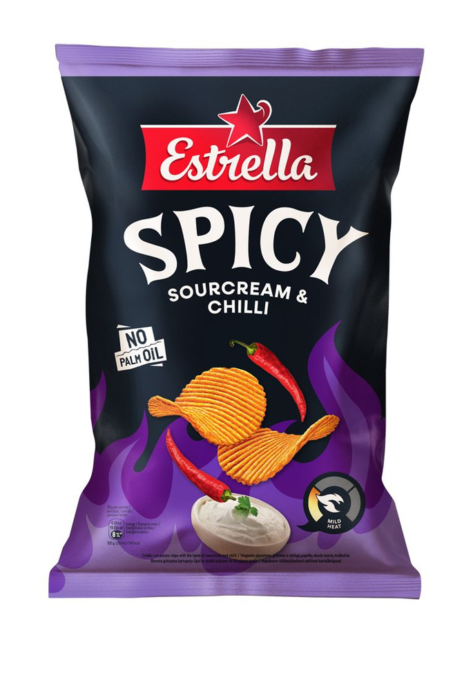 Рифленые чипсы Estrella spicy sourcream&chill #1
