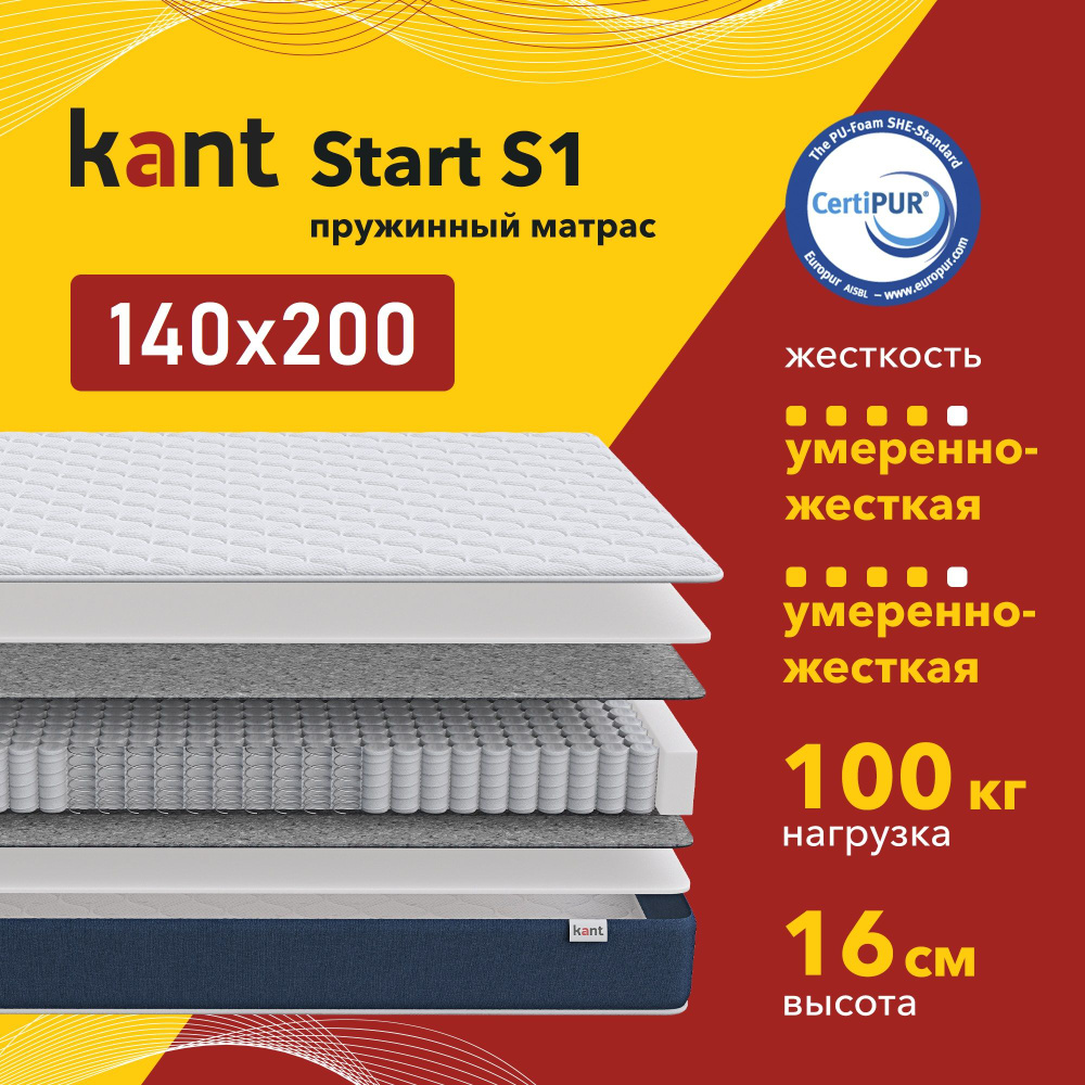 Матрас анатомический на кровать Kant Start S1 140х200х16 Кант #1