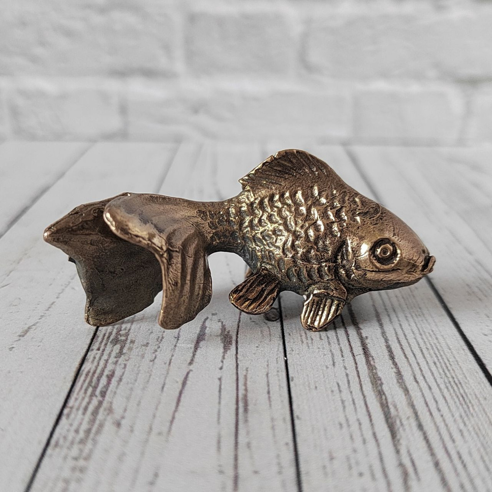 Статуэтка Золотая рыбка, бронза, 6 см #1