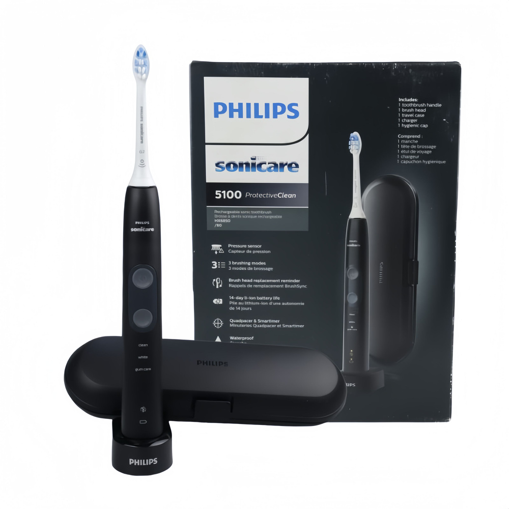 Philips Набор электрических зубных щеток Philips sonicare ProtectiveClean 5100 Hx6850/60,черное, черный #1