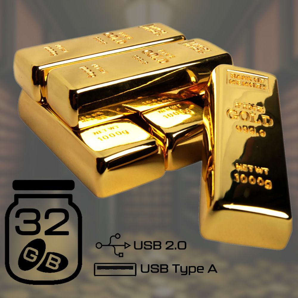 centersuvenir USB-флеш-накопитель Флешка Золотой слиток USB 2.0 (Gold_bar) 32 ГБ, золотой  #1