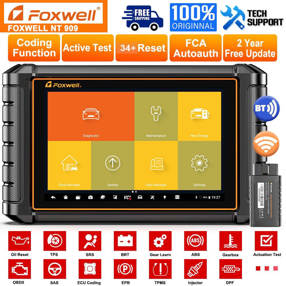 Автосканер Foxwell NT909 - купить по выгодной цене в интернет-магазине OZON  (1232802249)