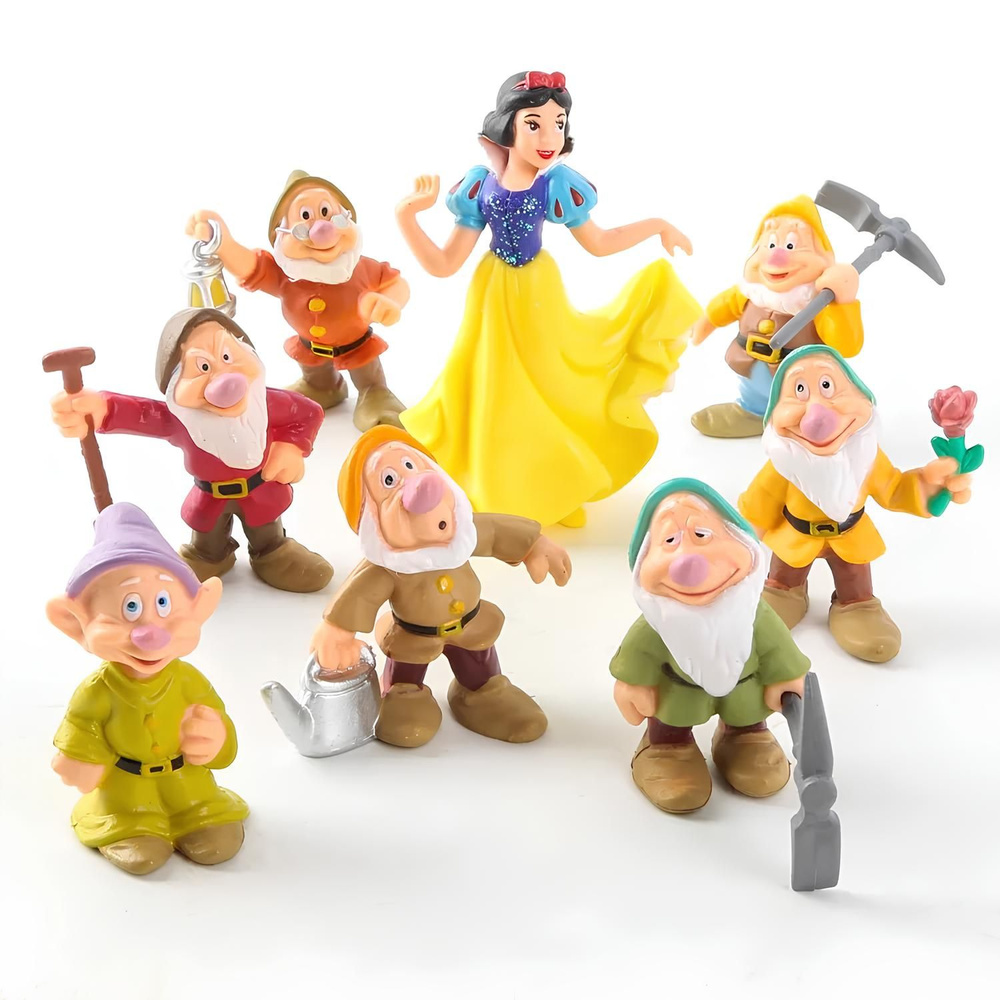 Набор фигурок Белоснежка и семь гномов / Snow white and the seven dwarfs  8шт (5-10см, пакет) - купить с доставкой по выгодным ценам в  интернет-магазине OZON (1570761549)